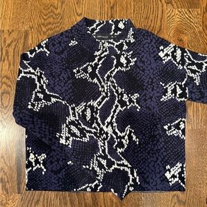 Karen Millen Navy, Black & White Abstract Snake-Print Top